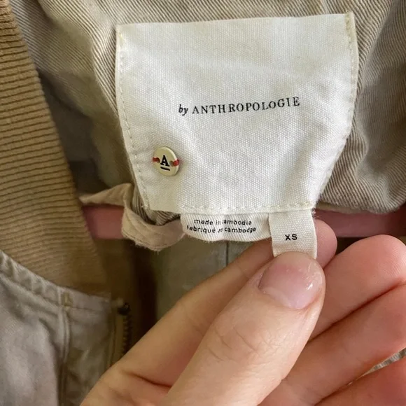 Anthropologie tan ruffled bomber jacket light sand XS - Picture 10 of 10